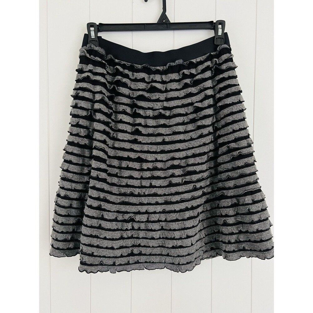 MSSP Max Studio Back & Gray Ruffle Flare Skirt Stretchy Comfy Plus Size 2X